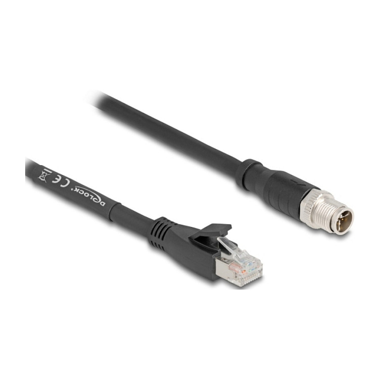Mrežni kabel DELOCK M12 X-kodirani na RJ45 (Cat.5e, S/FTP, 2 m)