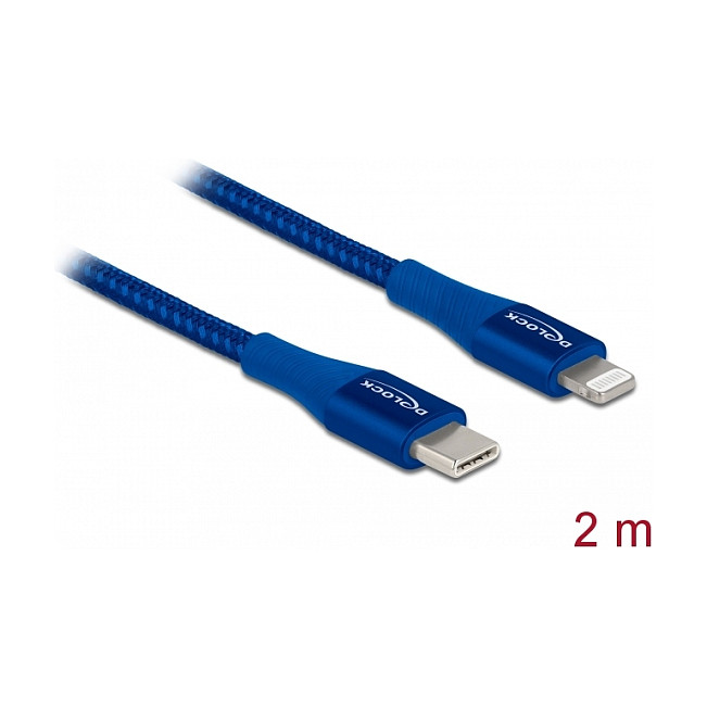 Delock USB-C na Lightning kabel 2m plavi (MFi certificiran, PD brzo punjenje)-1