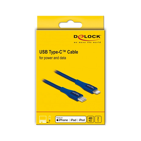 Delock USB-C na Lightning kabel 2m plavi (MFi certificiran, PD brzo punjenje)-2