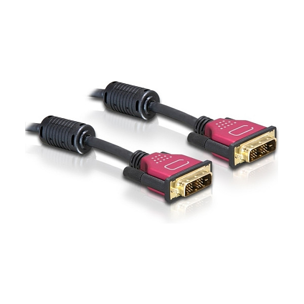DVI kabel DELOCK 84345 (DVI-D 24+1 M na M, 2m, metalno kućište, crveni)