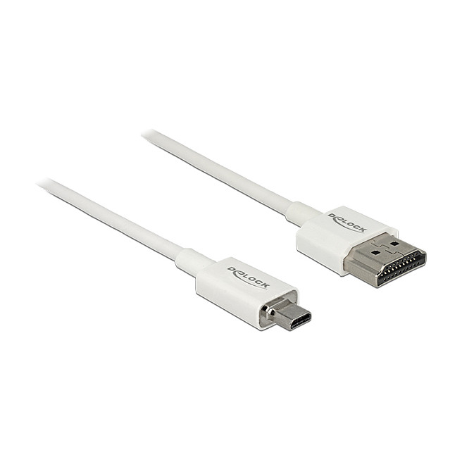 HDMI kabel DELOCK 1m (HDMI-A na Micro HDMI-D, 4K, 3D, Ethernet, Slim)