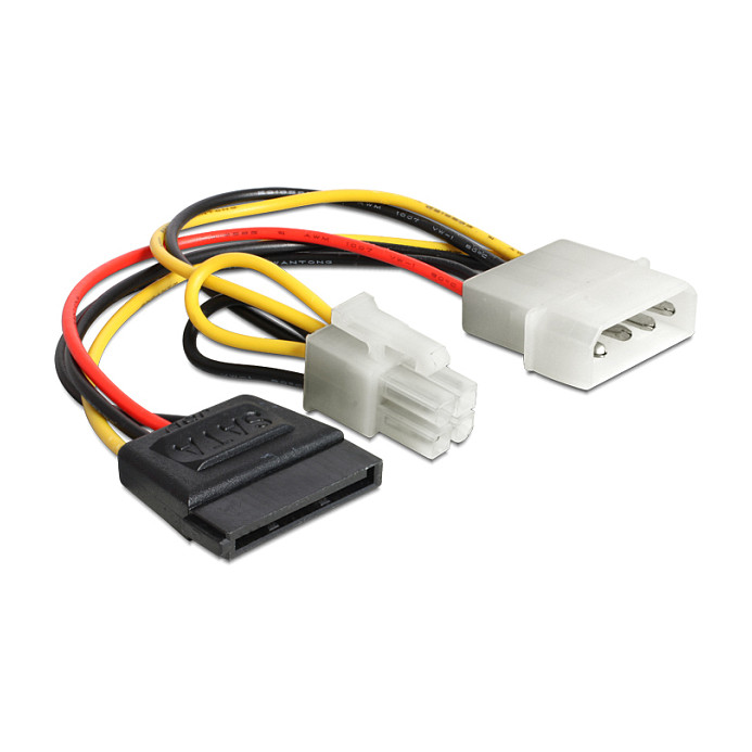 Adapter kabel DELOCK 60127 (Molex 4-pin muški > SATA 15-pin ženski + P4 muški, 15 cm)-0