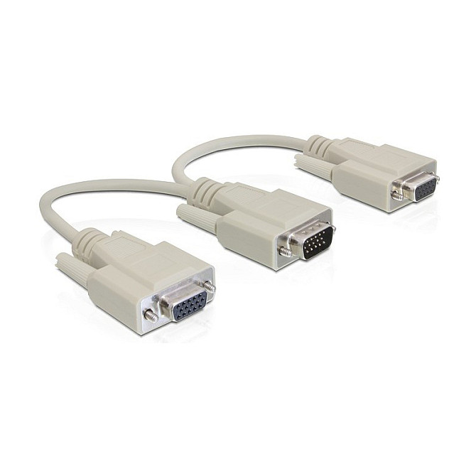 DELOCK VGA Y-razdjelnik 65328 (VGA muški na 2x VGA ženski, 20 cm)-0