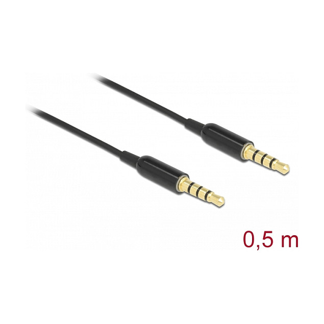 Audio kabel DELOCK 3.5mm 4-pinski M/M Ultra Slim (0.5m, pozlaćeni konektori)-1