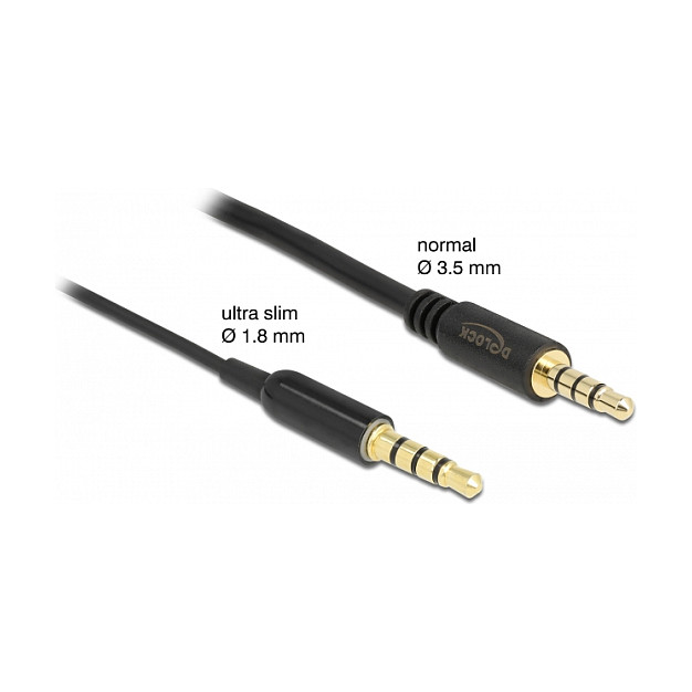 Audio kabel DELOCK 3.5mm 4-pinski M/M Ultra Slim (0.5m, pozlaćeni konektori)-2