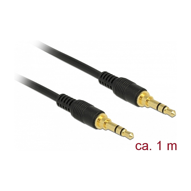 Audio kabel DELOCK 3.5mm 3-pin (M/M), 1m, crni