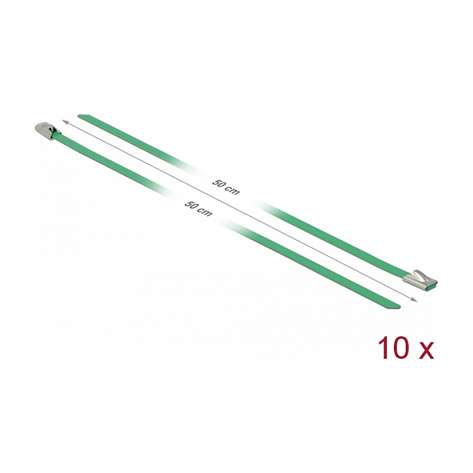 Delock vezice za kabele od nehrđajućeg čelika 500x4.6mm zelene (10 kom)-1