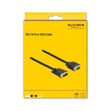 DVI na VGA kabel DELOCK DVI-A (12+5) na VGA, 5m-2