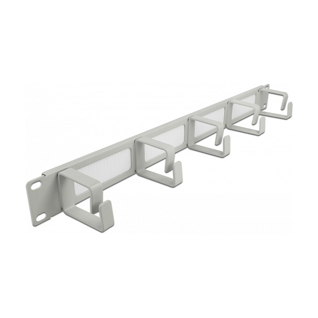 Panel za upravljanje kabelima DELOCK 19″ s četkom i 5 nosača 1U sivi-0