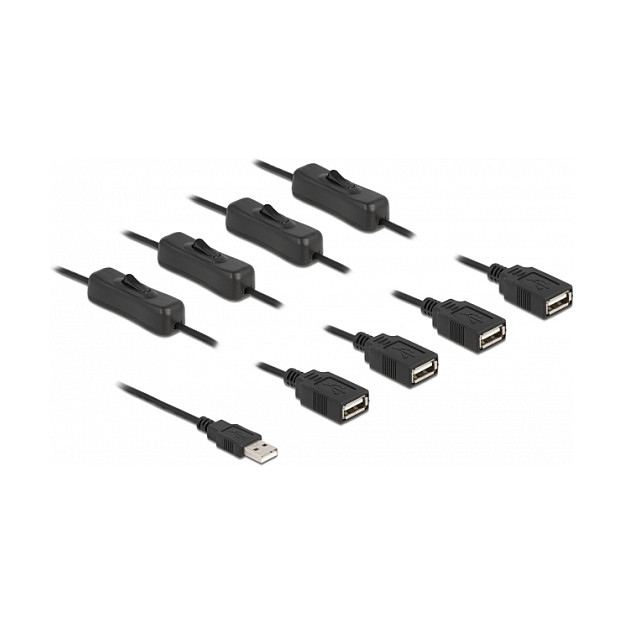 USB Hub DELOCK 4-portni 2.0 (4 x USB-A, pojedinačni prekidači, 1 m)