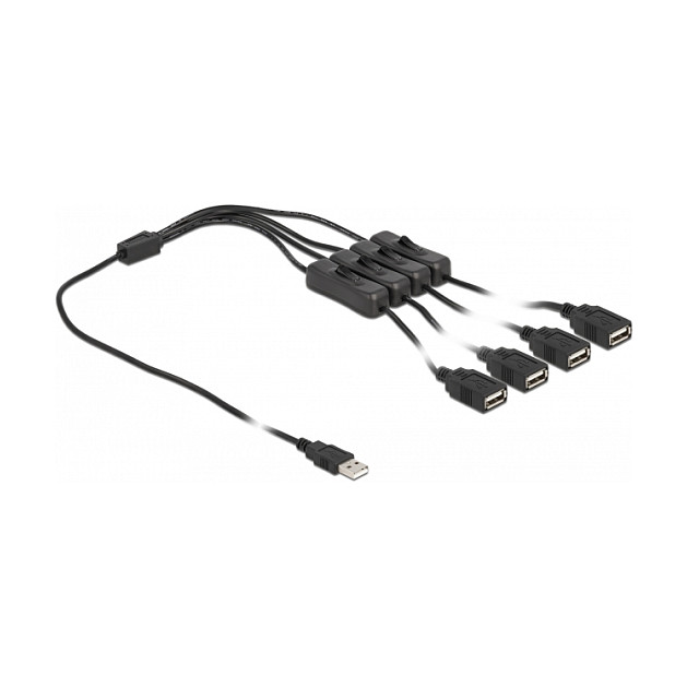 USB Hub DELOCK 4-portni 2.0 (4 x USB-A, pojedinačni prekidači, 1 m)-1