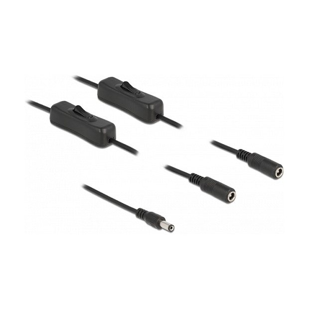 DC kabel razdjelnik DELOCK 5.5 x 2.1 mm na 2x DC utičnice s prekidačem (1 m, 24V, 4A)