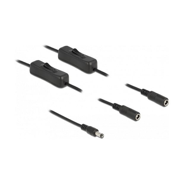 DC kabel razdjelnik DELOCK 5.5 x 2.1 mm na 2x DC utičnice s prekidačem (1 m, 24V, 4A)-0