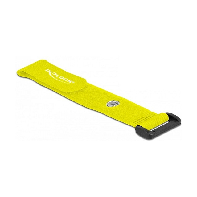 Velcro vezice DELOCK s omčom i ušicom za montažu (190 x 25 mm, 5 komada, žute)-0