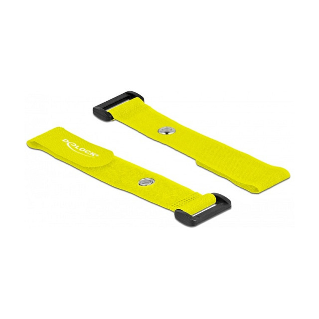 Velcro vezice DELOCK s omčom i ušicom za montažu (190 x 25 mm, 5 komada, žute)-1