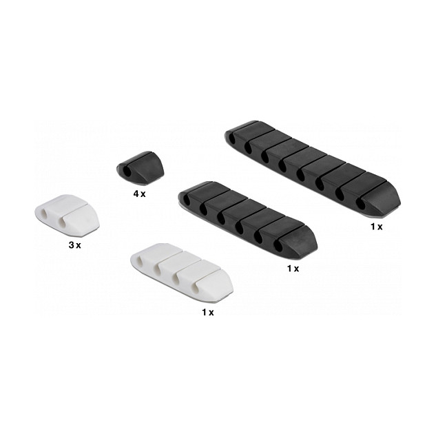 Organizator kabela DELOCK 18400 samoljepljivi trapezoidni (set 10 kom, crno/bijeli)