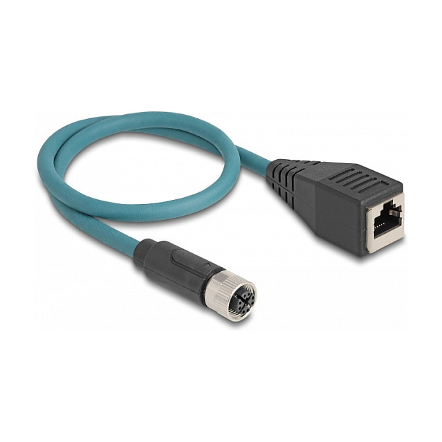 Mrežni adapter kabel DELOCK M12 (X-kodiran, 8-pinski ženski) na RJ45 (ženski) 0.5m Cat.6A-0