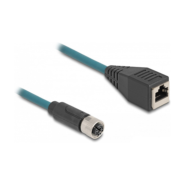 Mrežni adapter kabel DELOCK M12 (X-kodiran, 8-pinski ženski) na RJ45 (ženski) 0.5m Cat.6A-1