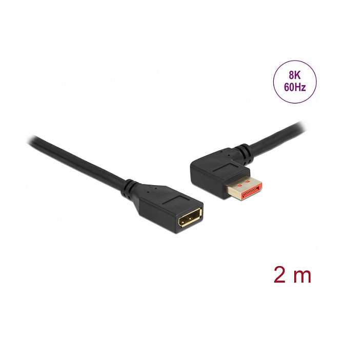 DELOCK DisplayPort 1.4 produžni kabel 8K 60Hz (M 90° lijevo kutni > Ž) 2m-1