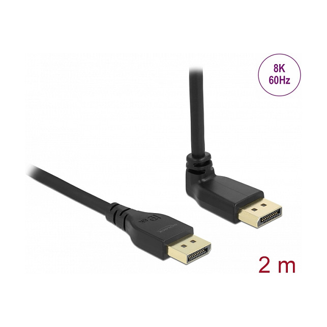 DELOCK DisplayPort 1.4 kabel 8K 60Hz 2m (ravni na 90° kutni konektor)-1
