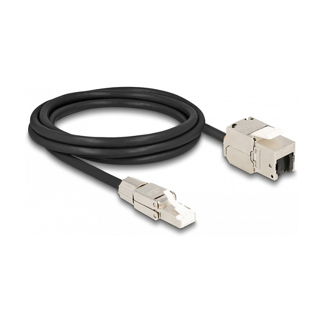Mrežni kabel DELOCK RJ45 na Keystone Modul Cat.6A S/FTP (2 m, field-configurable, PoE+)