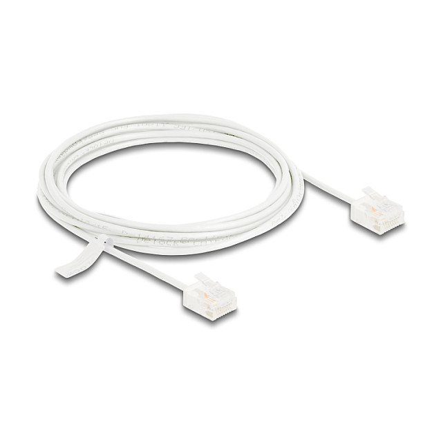 Mrežni kabel DELOCK RJ45 Cat.6 U/UTP Ultra Slim (3m, bijeli, kratki konektori)-0