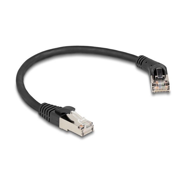 Mrežni kabel DELOCK Cat.6A S/FTP 0.25m (RJ45, kutni konektor 45°, crni)