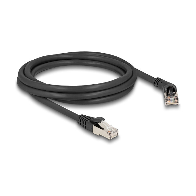 Mrežni kabel DELOCK Cat.6A S/FTP (RJ45 45° desno kutni na ravni, 2m, crni)-0