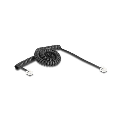 Telefonski spiralni kabel DELOCK RJ11 na RJ11, 3m, crni-1