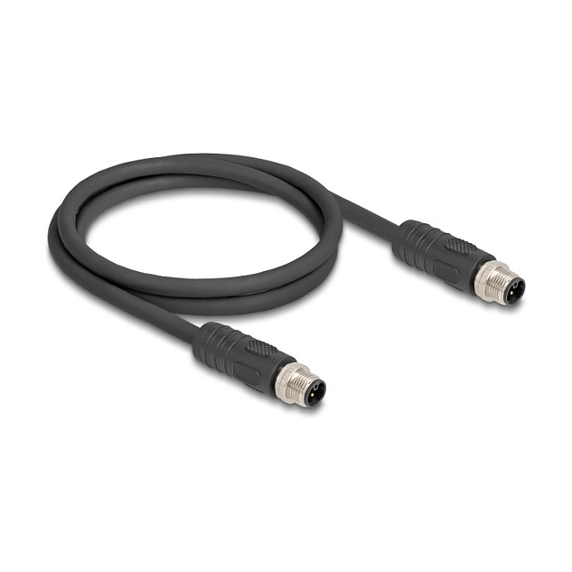 M12 Kabel DELOCK 80514 (L-kodirani, 4-pinski, M/M, PUR, 1 m, za industrijske lance)