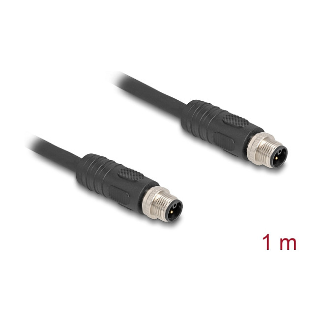 M12 Kabel DELOCK 80514 (L-kodirani, 4-pinski, M/M, PUR, 1 m, za industrijske lance)-1