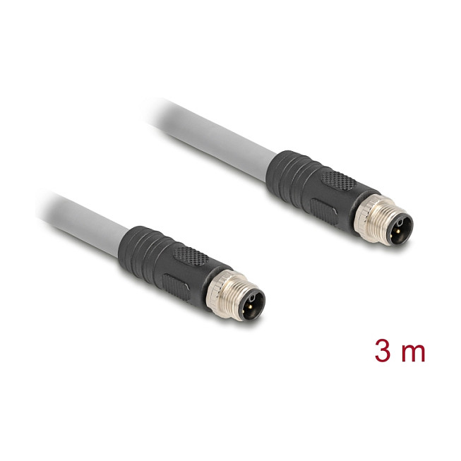 Industrijski kabel DELOCK M12 L-kodirani 5-pinski (muški na muški, PUR, 3 m, IP67)-1