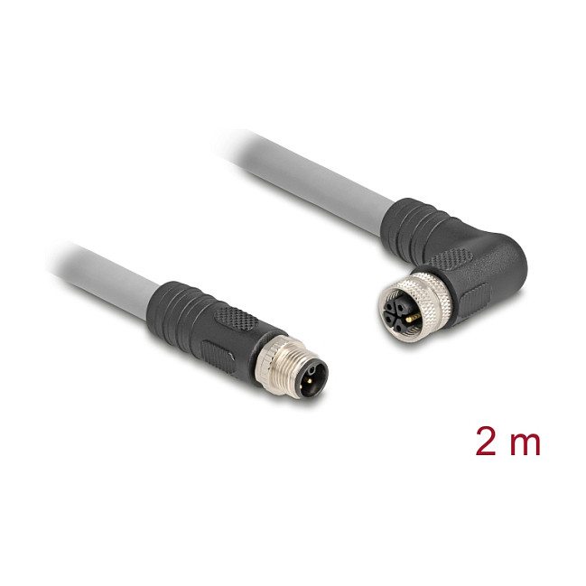 M12 Kabel DELOCK 80543 L-kodirani 5-pinski (ravni muški na kutni ženski), 2m, PUR, za energetske lance-1