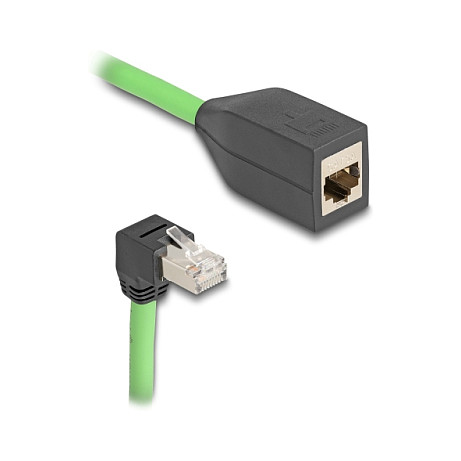 Mrežni produžni kabel DELOCK RJ45 Cat.6A S/FTP (2m, kutni konektor, PUR, zeleni)