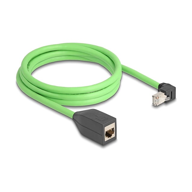 Mrežni produžni kabel DELOCK RJ45 Cat.6A S/FTP (2m, kutni konektor, PUR, zeleni)-1