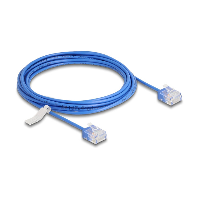 Mrežni kabel DELOCK RJ45 Cat.6 U/UTP Ultra Slim 3m (plavi, kratki konektori)-0