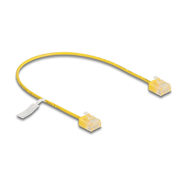 Mrežni kabel DELOCK Cat.6 U/UTP Ultra Slim 0.3m (RJ45, kratki konektori, žuti)-0