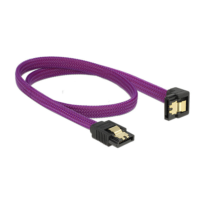 SATA kabel DELOCK 83696 (6 Gb/s, 50 cm, ravni na kutni konektor, ljubičasti)-1
