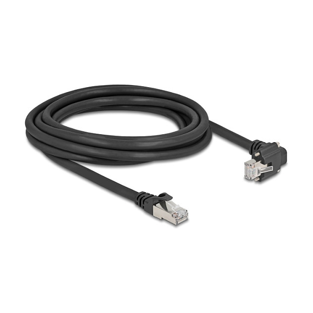 Mrežni kabel DELOCK 80923 GigE Cat.6 S/FTP (RJ45 90° s vijcima na RJ45, 3m) crni-1