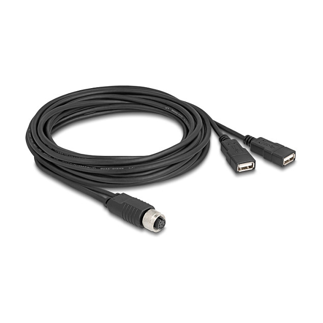 M12 na USB kabel DELOCK A-kodirani 8-pinski na 2x USB 2.0 (3m, IP67)-0