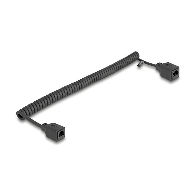 Mrežni kabel DELOCK RJ45 spiralni (Cat.5e, UTP, 0.8-2m, ženski/ženski) crni