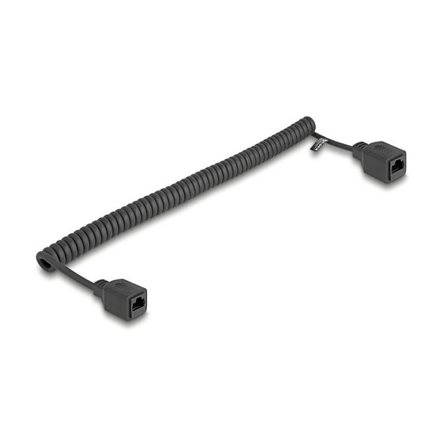 Mrežni kabel DELOCK 90669 RJ45 spiralni (Cat.5e, UTP, 0.5-1m, ženski/ženski) crni-0