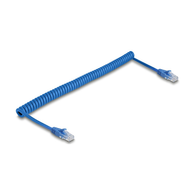 Mrežni kabel DELOCK RJ45 Cat.6 UTP spiralni (0.6 - 1.2 m, plavi)-0