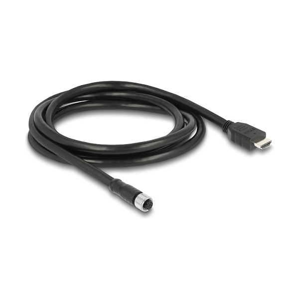 Video kabel DELOCK M12 17-pinski (A-kodiran) na HDMI, 2m (4K 30 Hz)-0