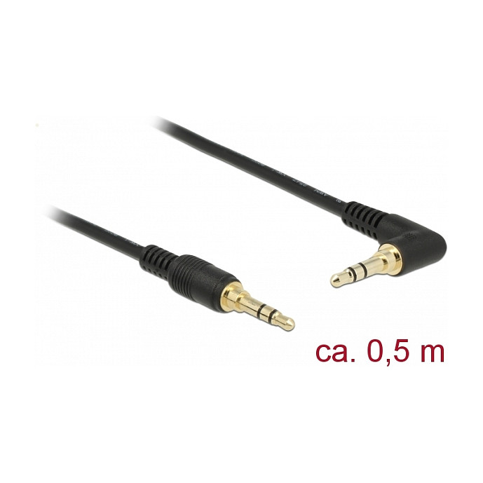 Audio kabel DELOCK 3.5mm 3-pinski stereo jack M > M kutni (0.5m, pozlaćeni kontakti)-1
