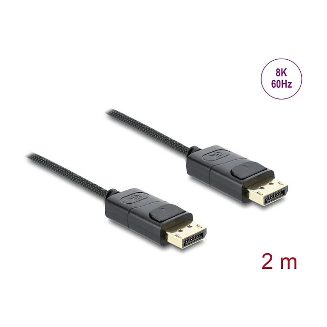 DisplayPort kabel DELOCK 1.4 (8K 60 Hz, 32.4 Gbps, pleteni) 2 m-1