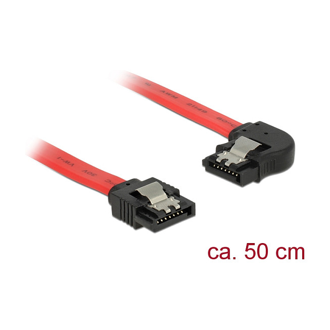 SATA kabel DELOCK 83964 (50 cm, 6 Gb/s, ravni na lijevo savijeni konektor, crveni)-0