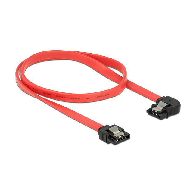 SATA kabel DELOCK 83964 (50 cm, 6 Gb/s, ravni na lijevo savijeni konektor, crveni)-1