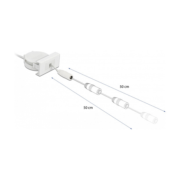 Delock Easy 45 Modul Produžni DC kabel 5.5x2.1mm (na izvlačenje, 50cm) bijeli-2
