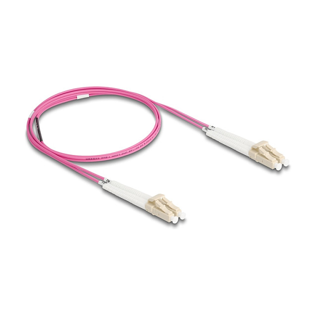 Optički kabel DELOCK LC Duplex na LC Duplex Multimode OM4 (1m, kutni konektori, LSZH)-1